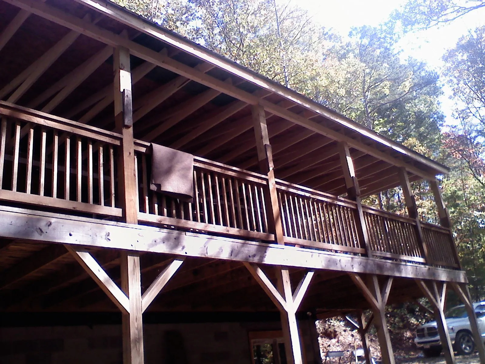 Timber framing under a new elevated porch and deck — Roof Leak Repair in Wynot by Roofing Brothers